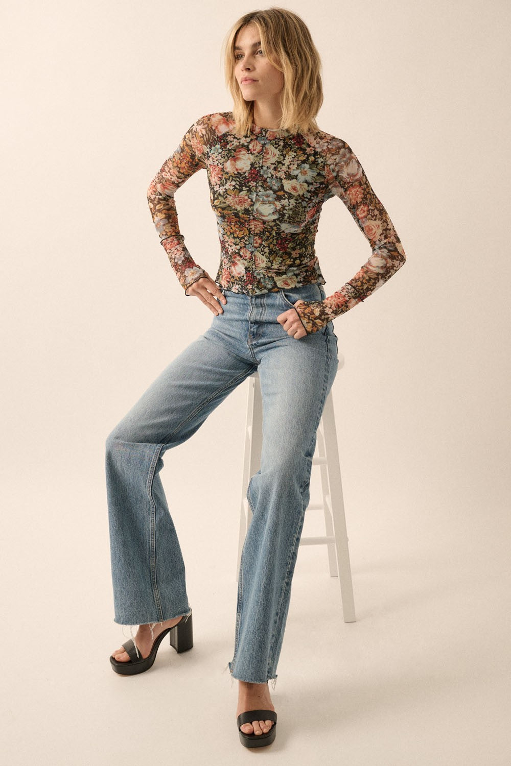 Floral Mesh Top