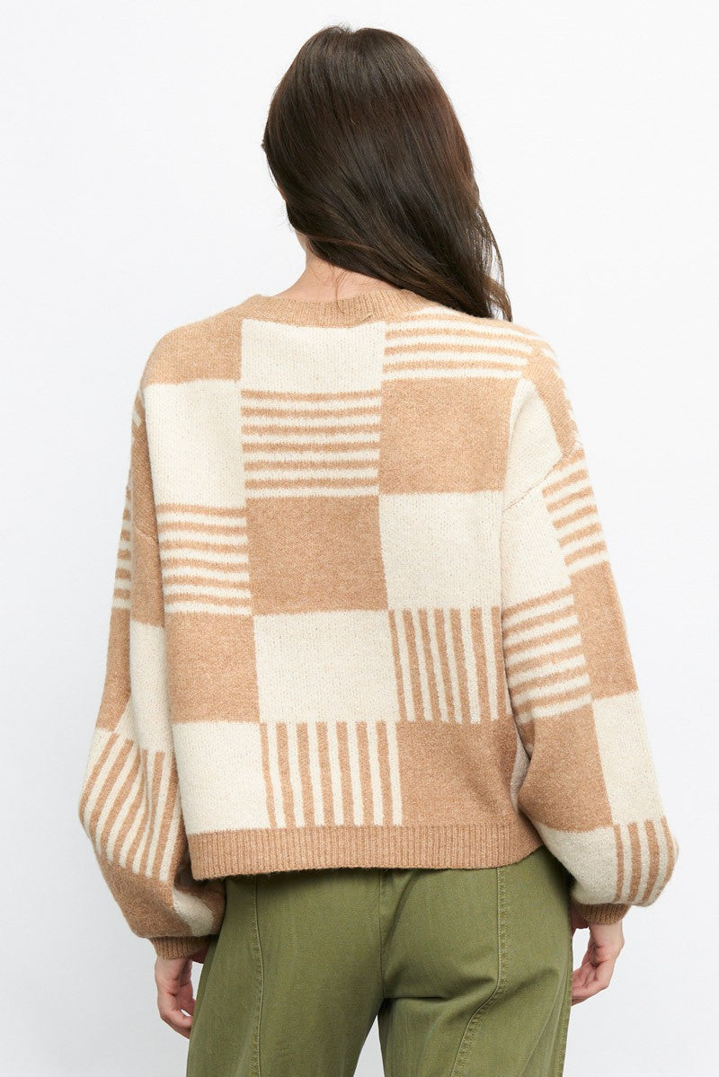 Camel Checkered Sweater