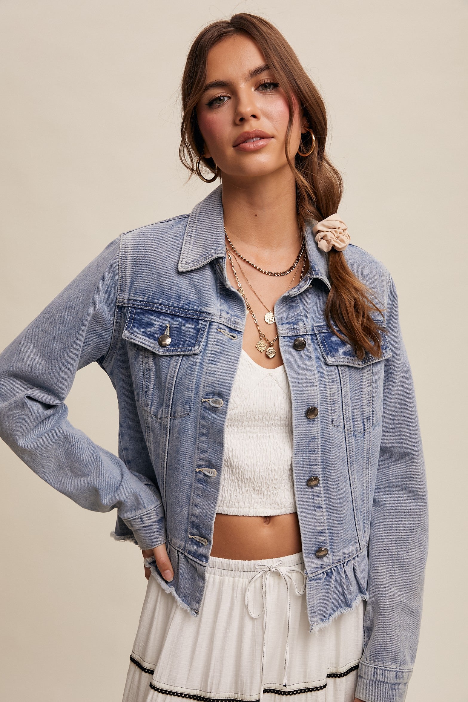 Ruffled Denim Jacket – Midwest Dixie Boutique