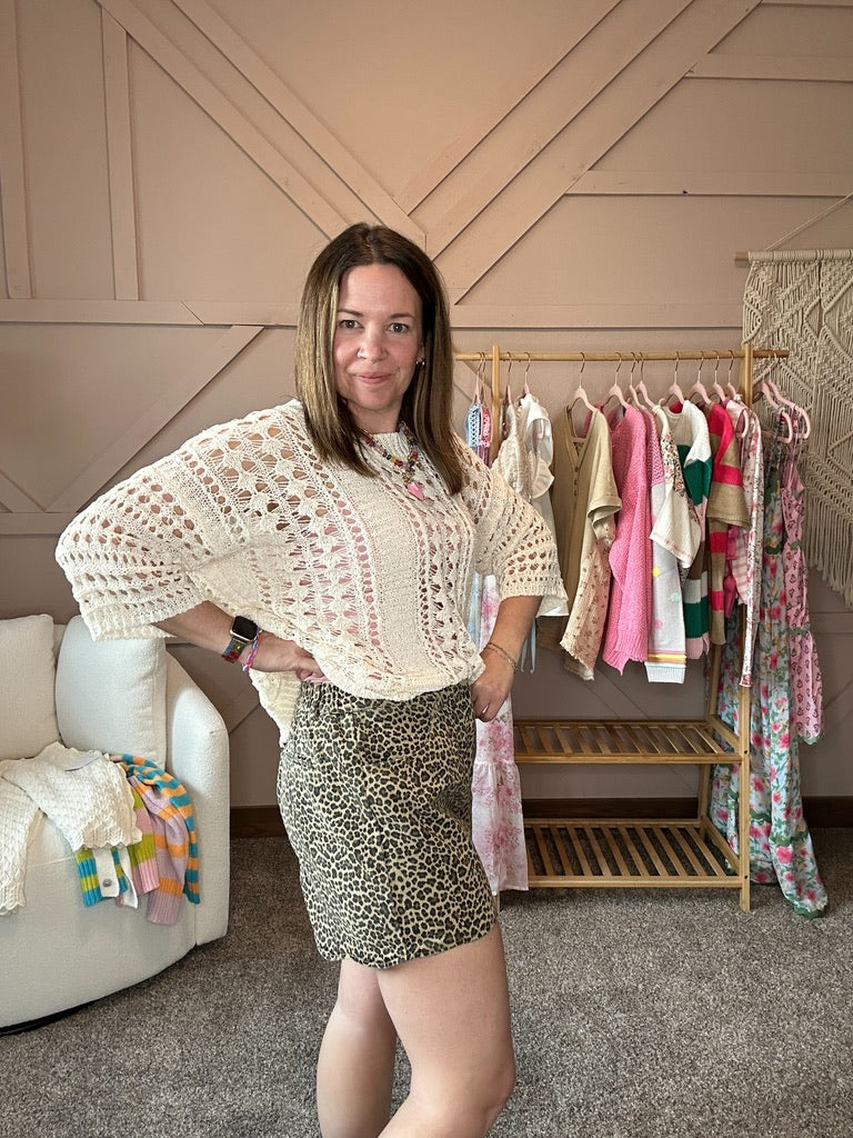 Crochet Knit Half Sleeve Top