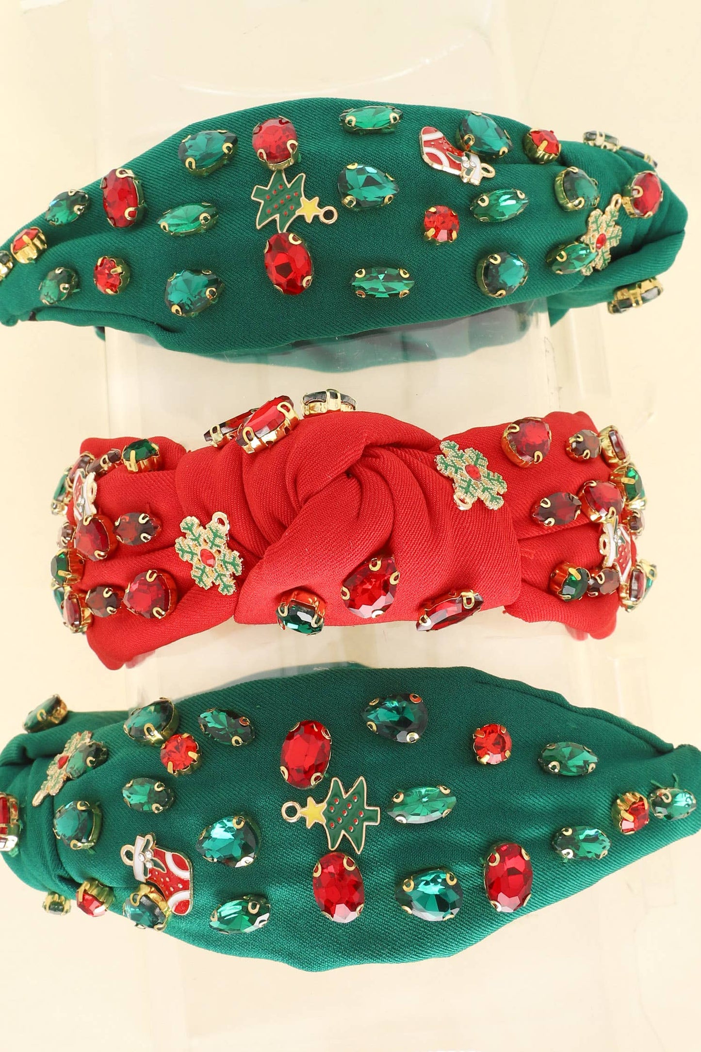Christmas Themed Jeweled Embellished Headband : Green