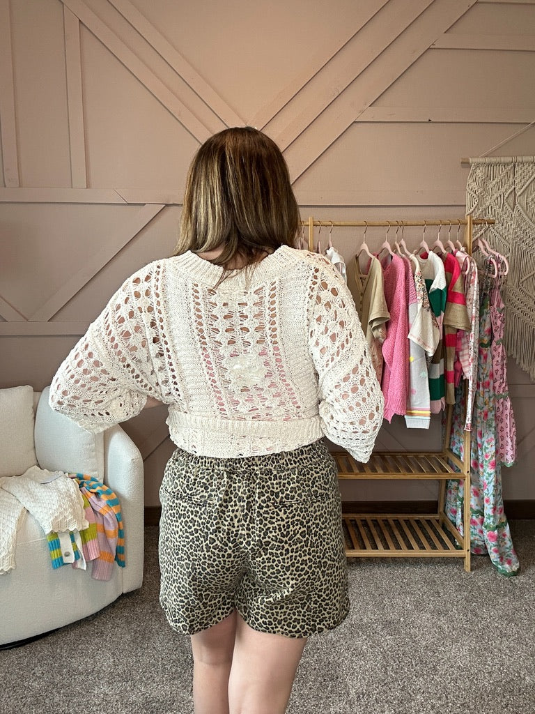 Crochet Knit Half Sleeve Top