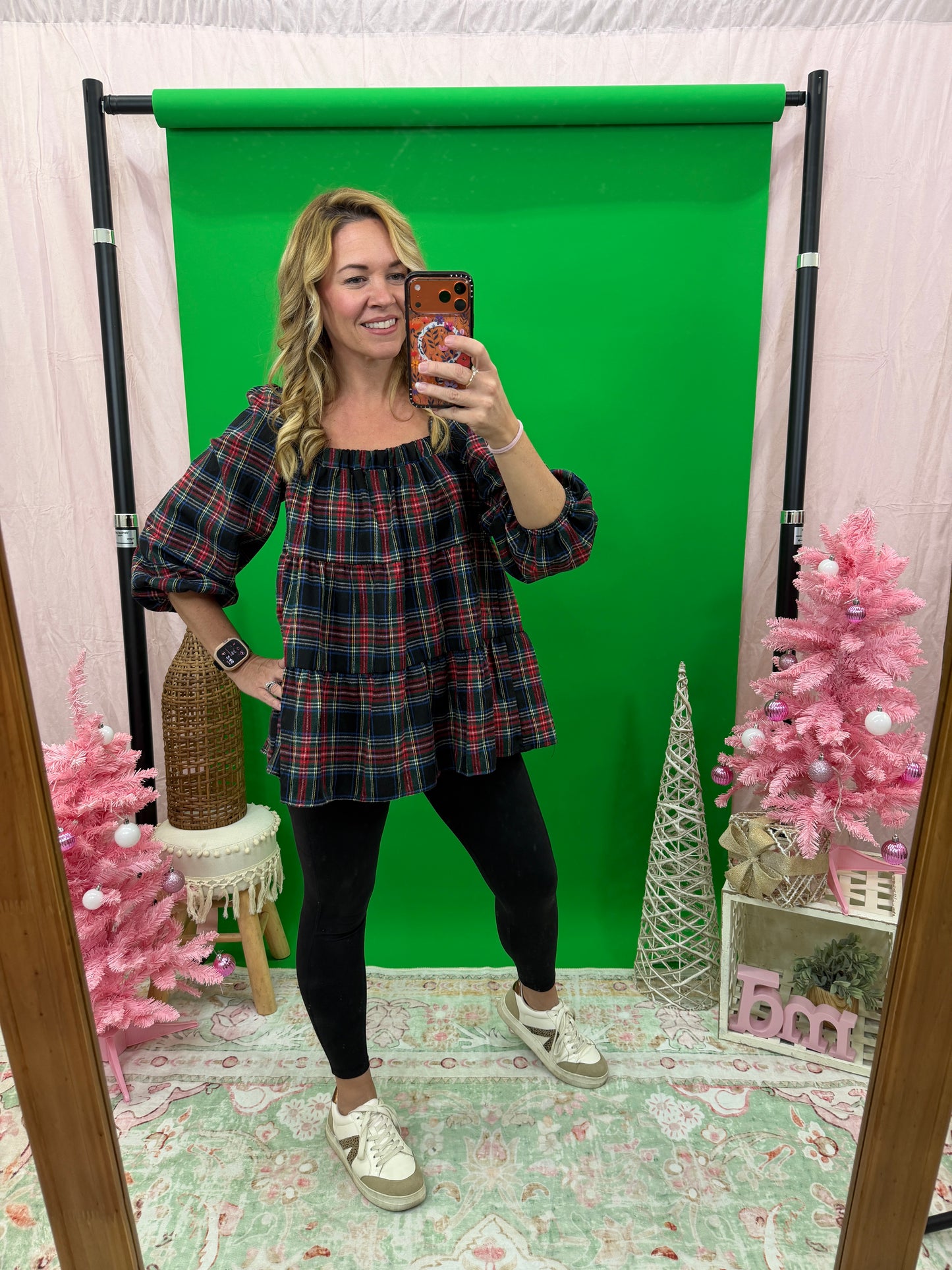 Plaid Print Woven Top