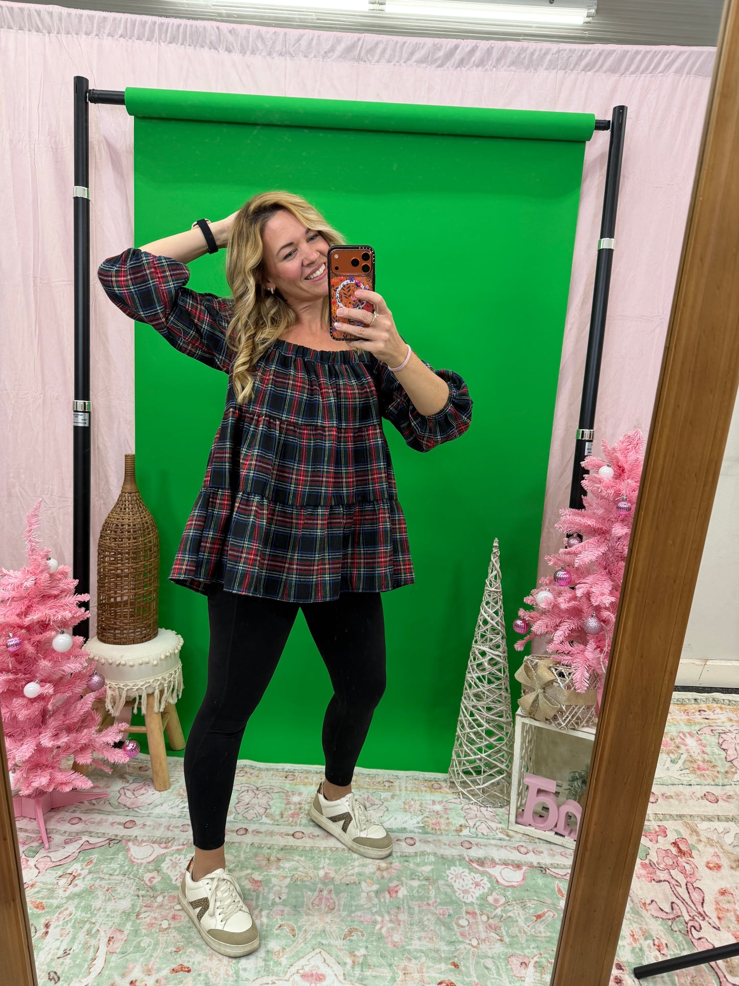 Plaid Print Woven Top