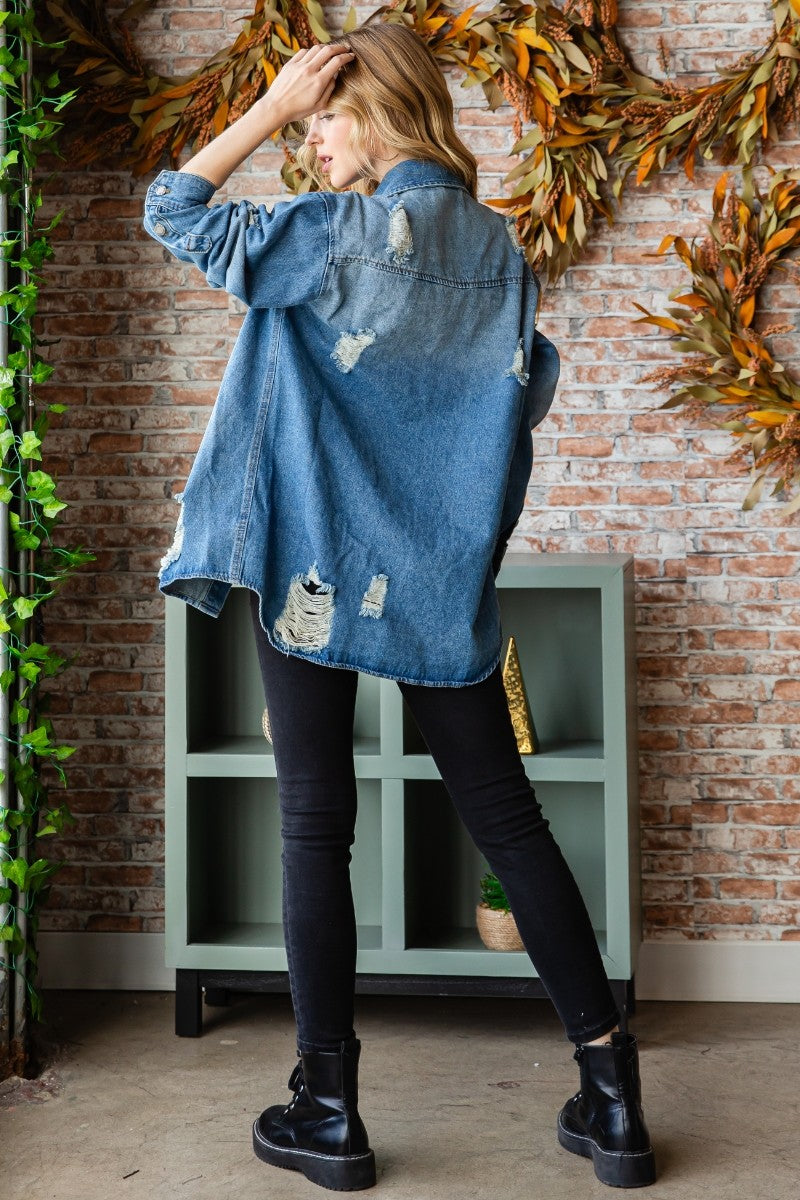 Distressed Denim Shaket