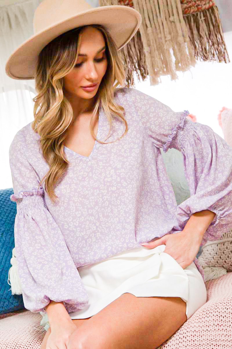Puff Sleeve Lavender Top