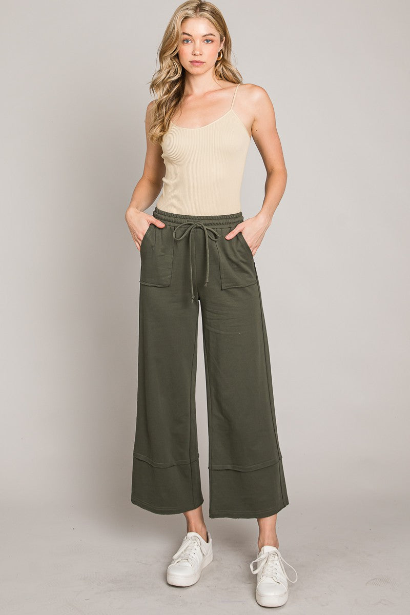 Terry Cotton Wide Leg Capris