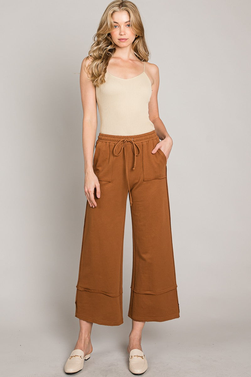 Terry Cotton Wide Leg Capris
