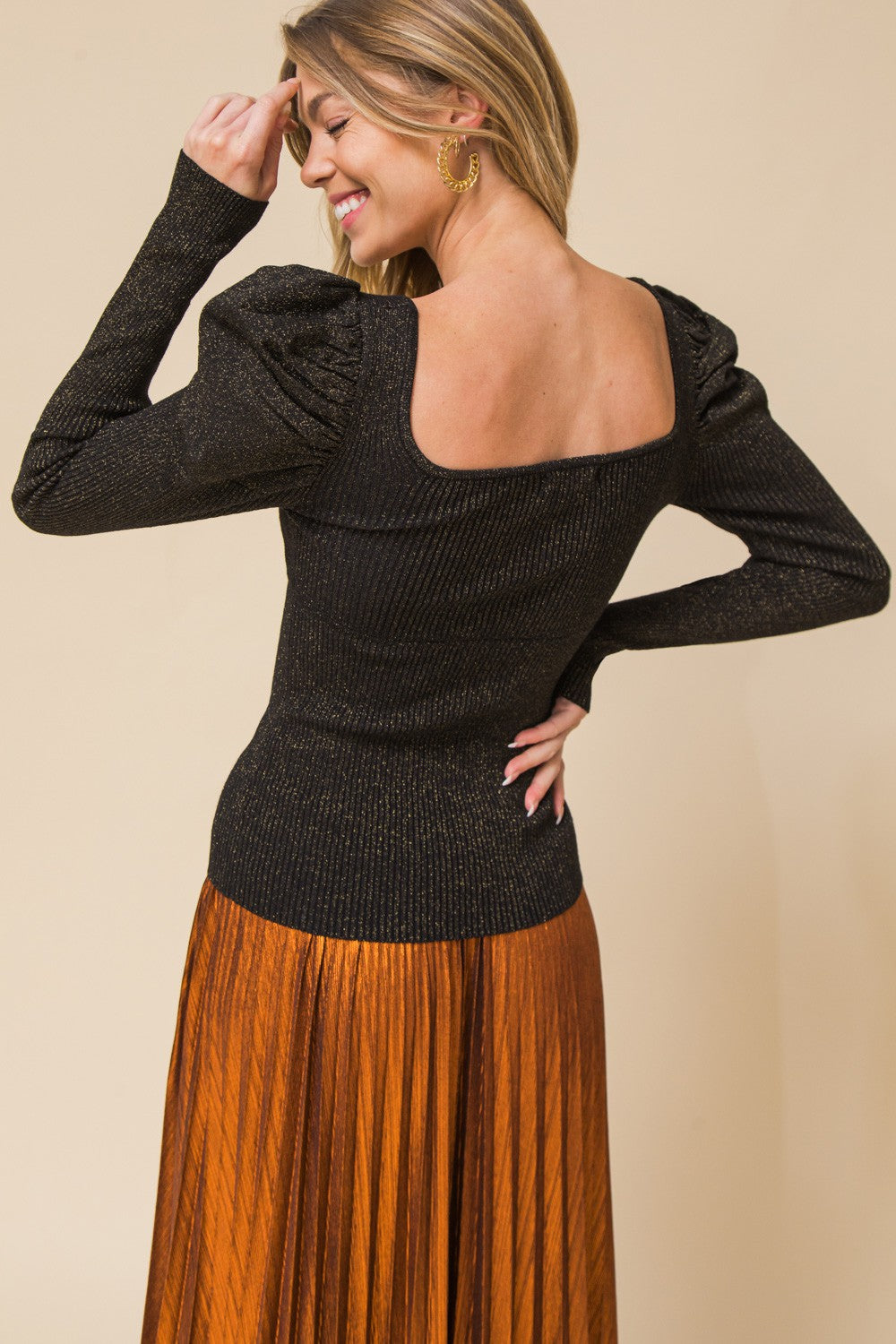 Ribbed Metallic Sweater