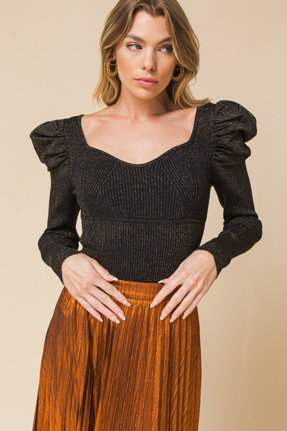 Ribbed Metallic Sweater