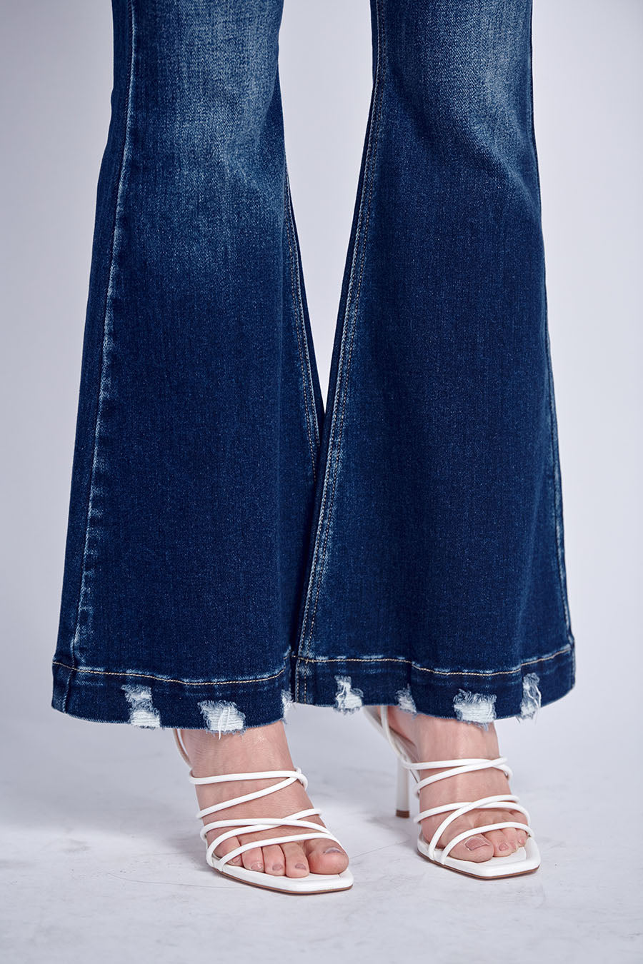 Distressed Wide Hem Jeans