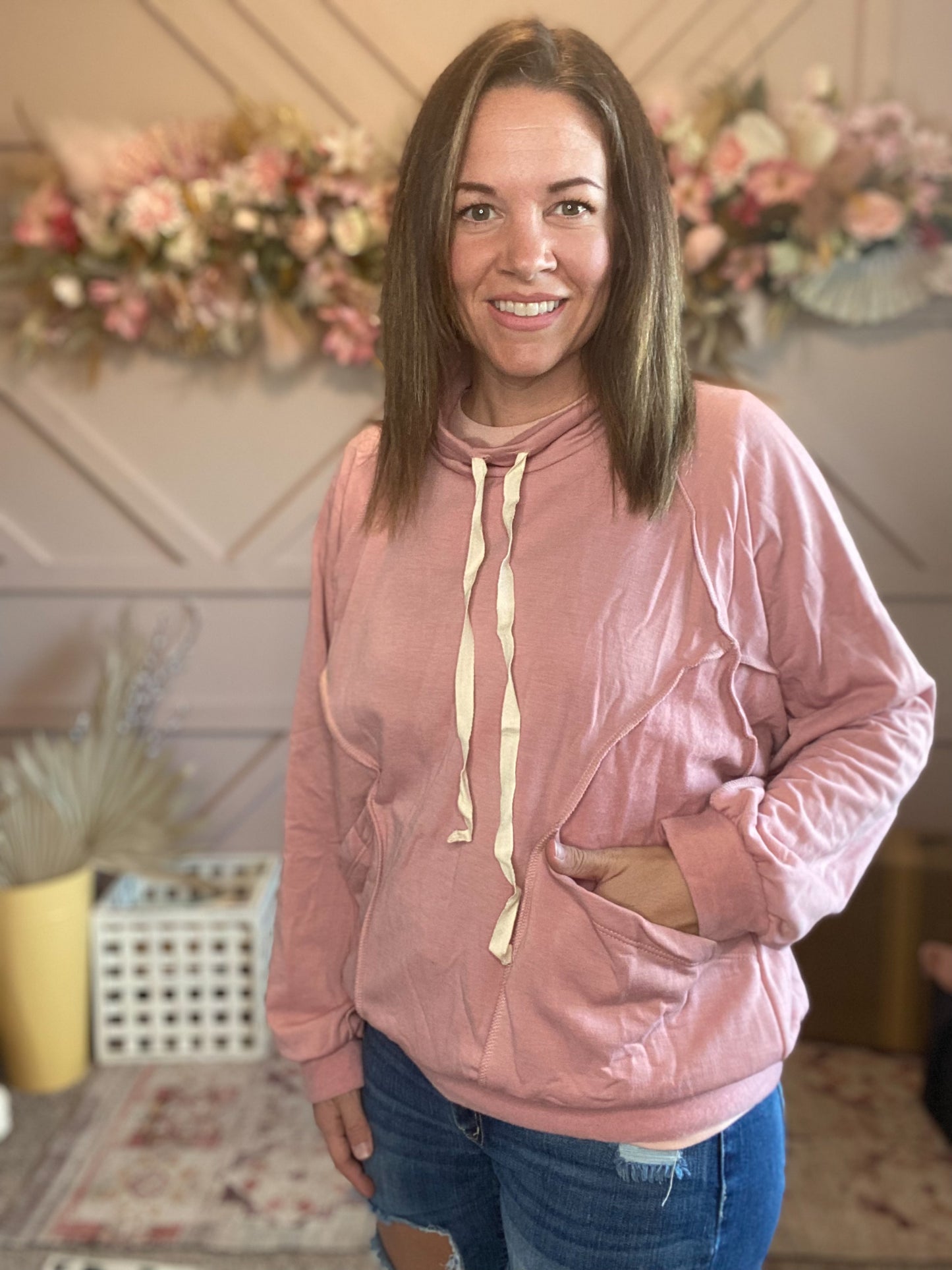 Terry Cowl Neck Sweatshirt