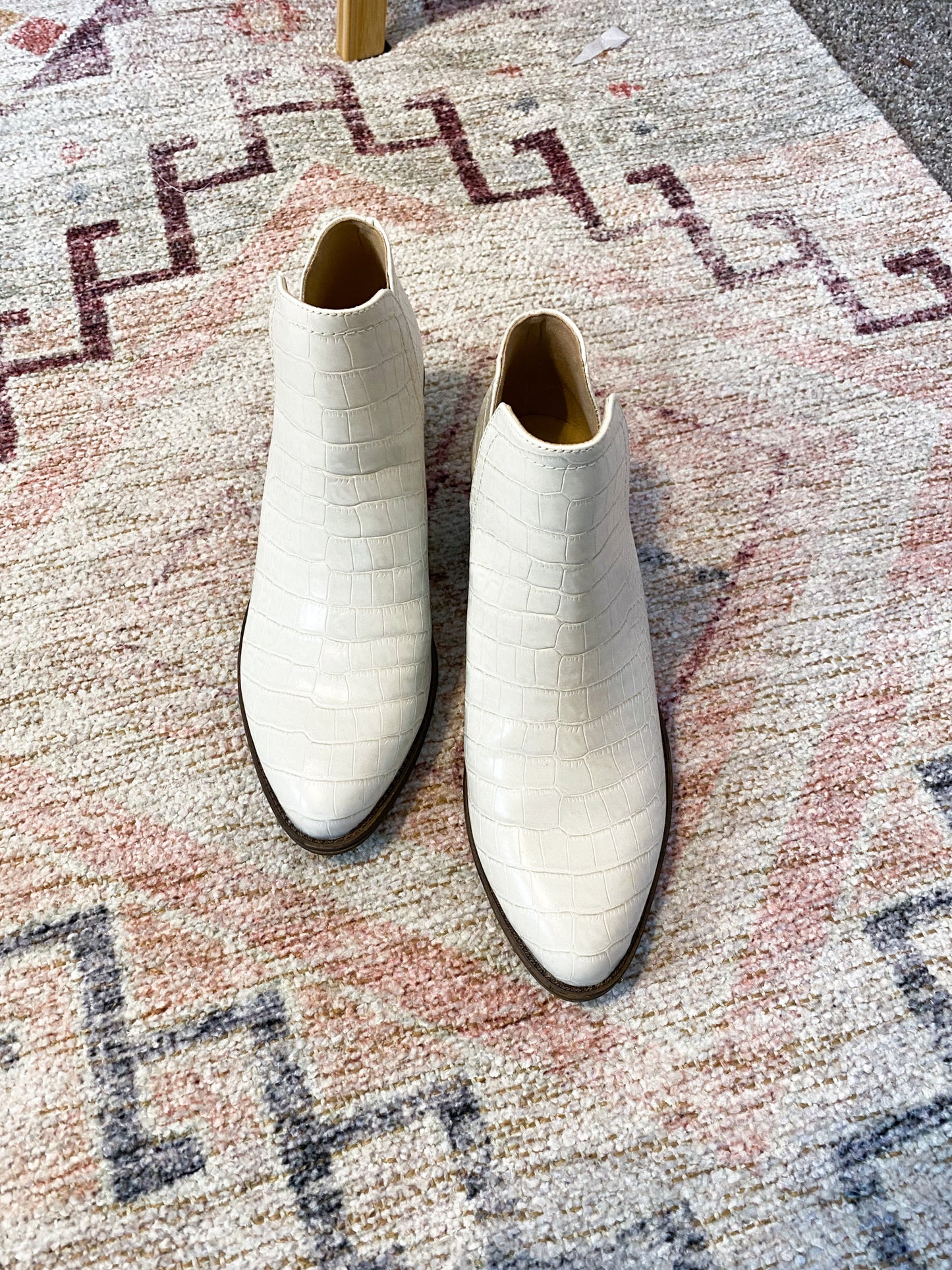 White Croc Booties