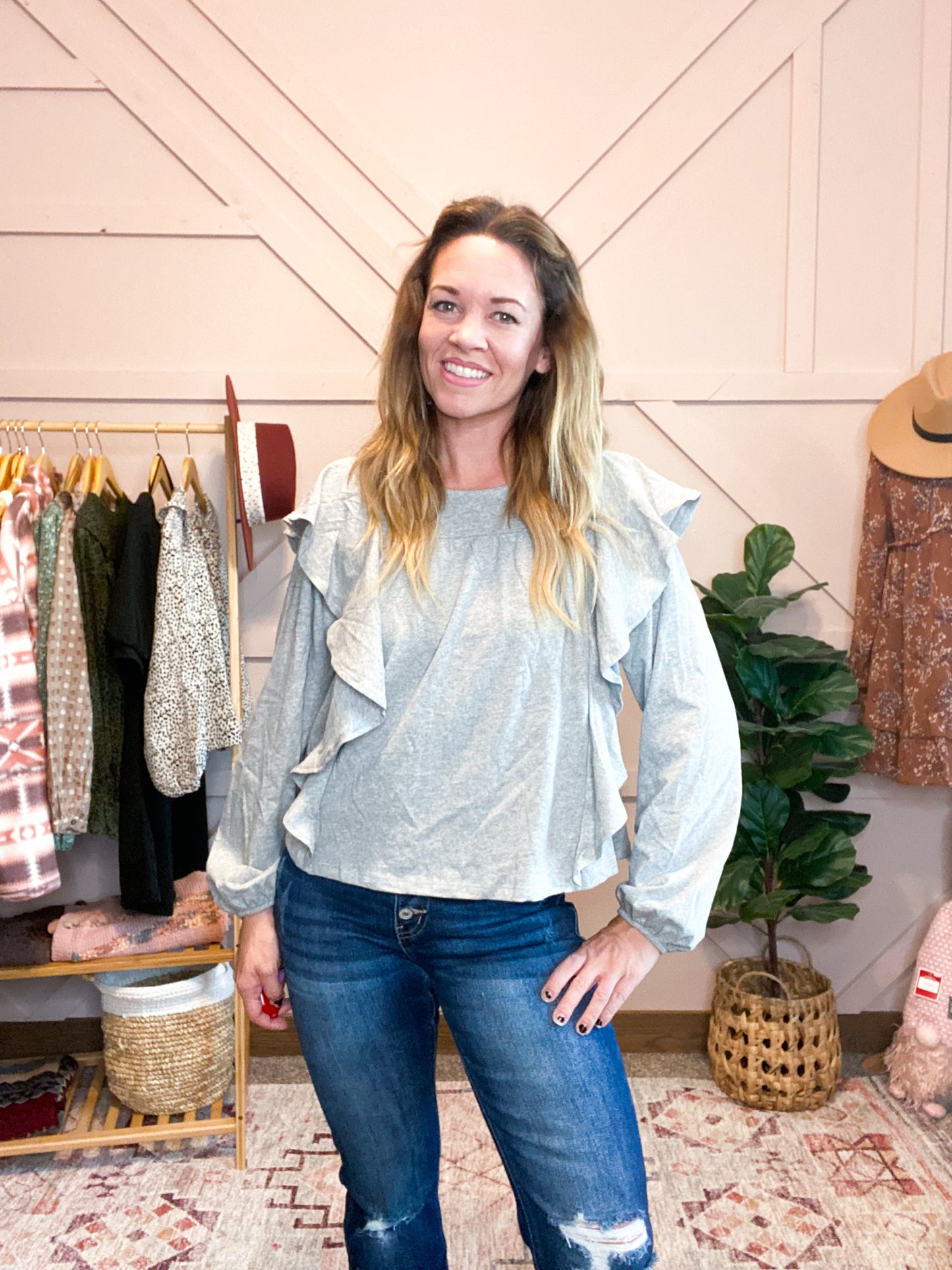Grey Frills Shirt