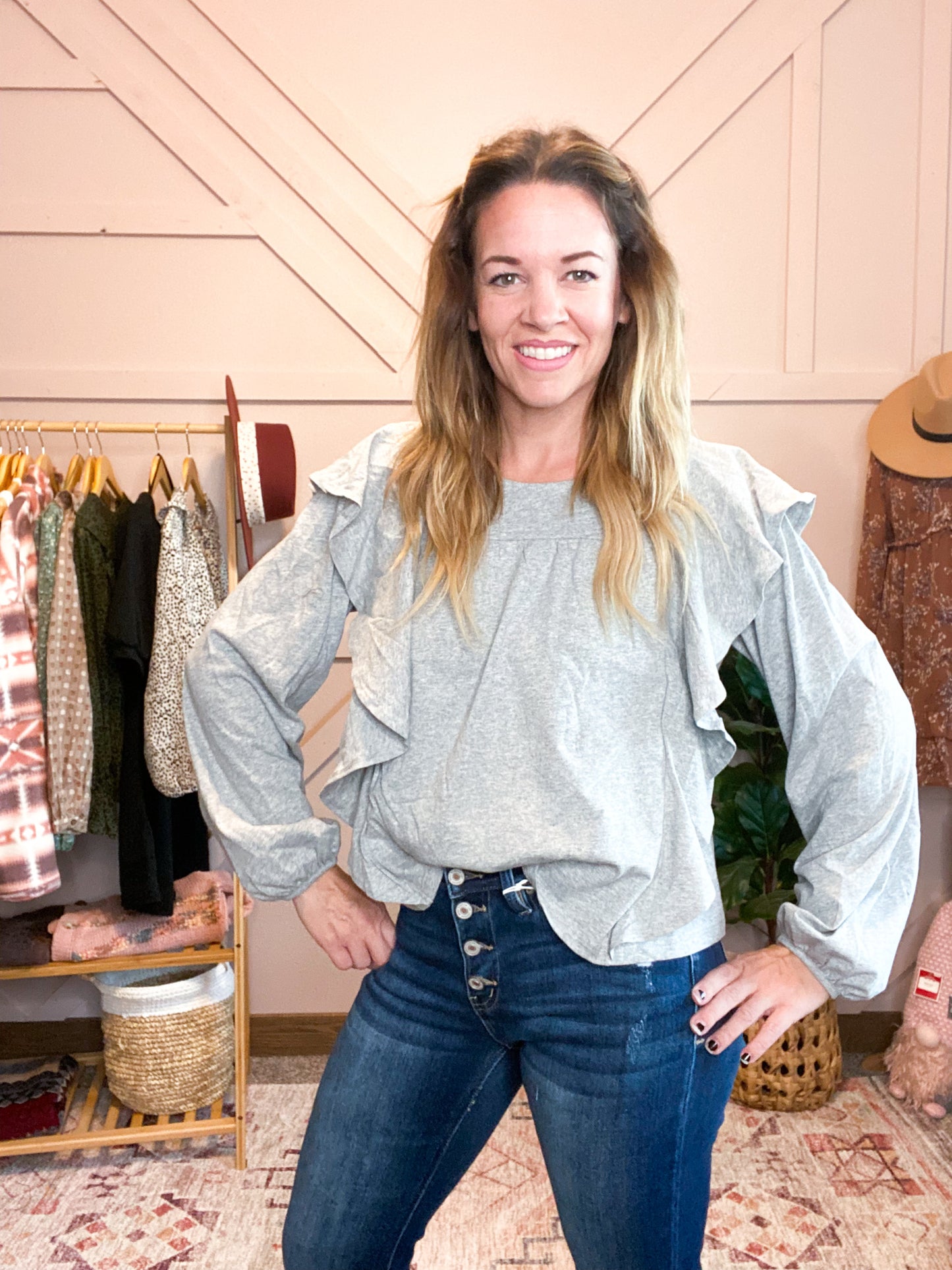 Grey Frills Shirt