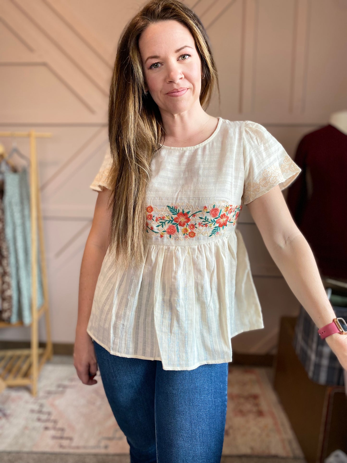 Cream Embroidered Baby Doll