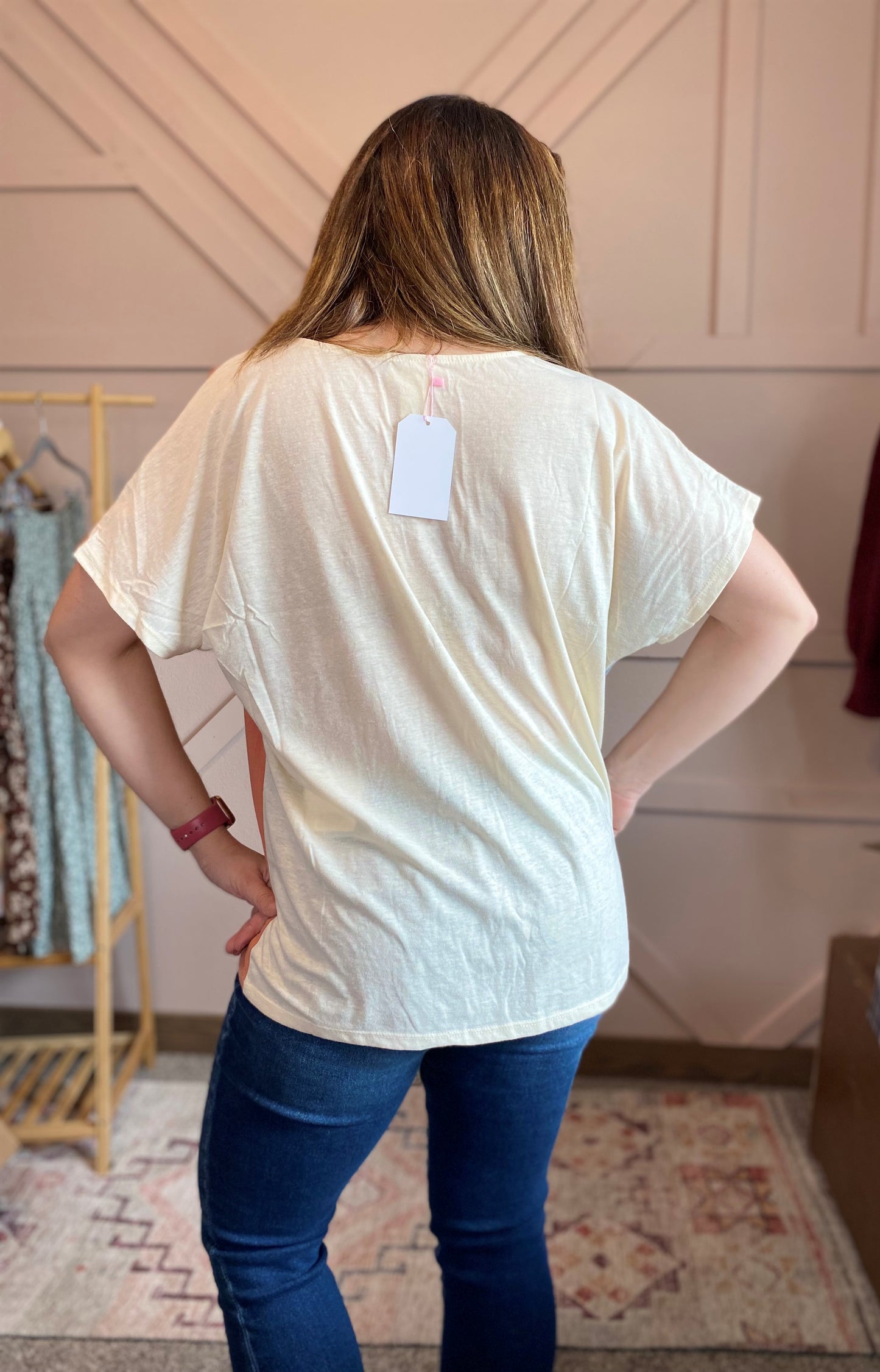 Floral Knit Color Block Top