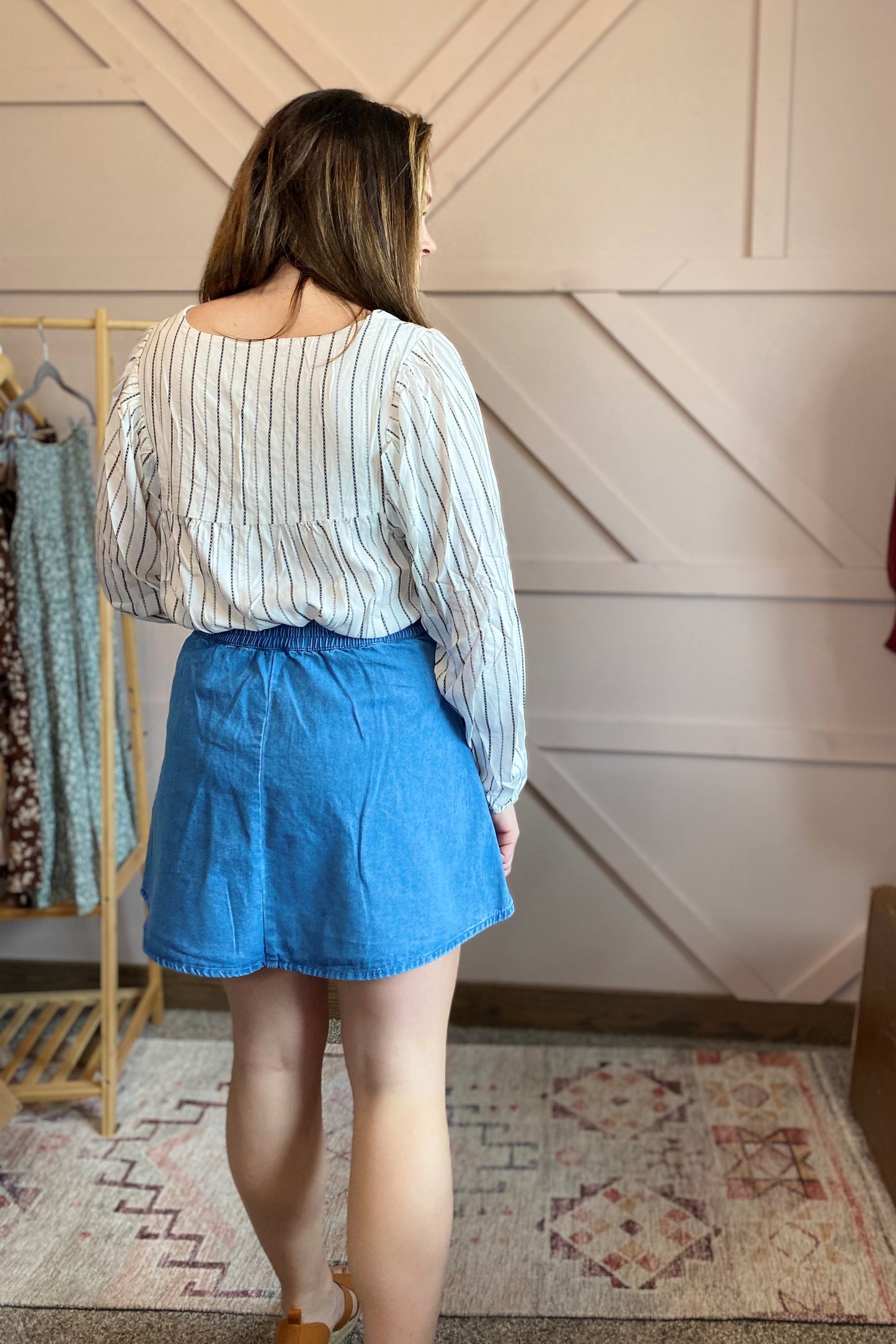 Cotton Flared Mini Denim Skirt