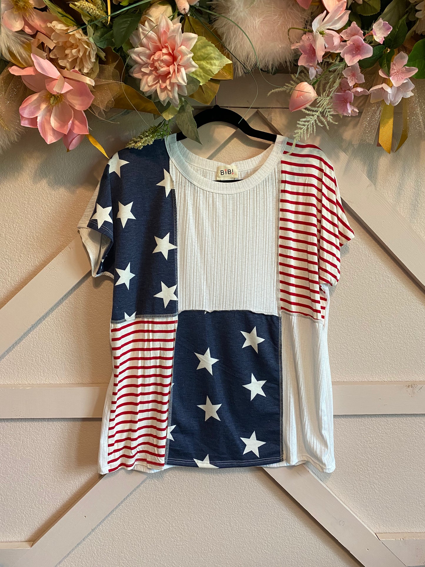 American Flag Color Block Top