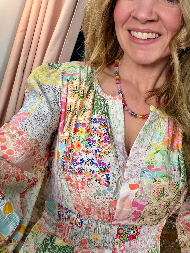 Patchwork Petals Maxi Dress