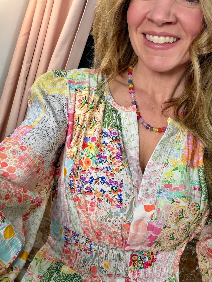 Patchwork Petals Maxi Dress