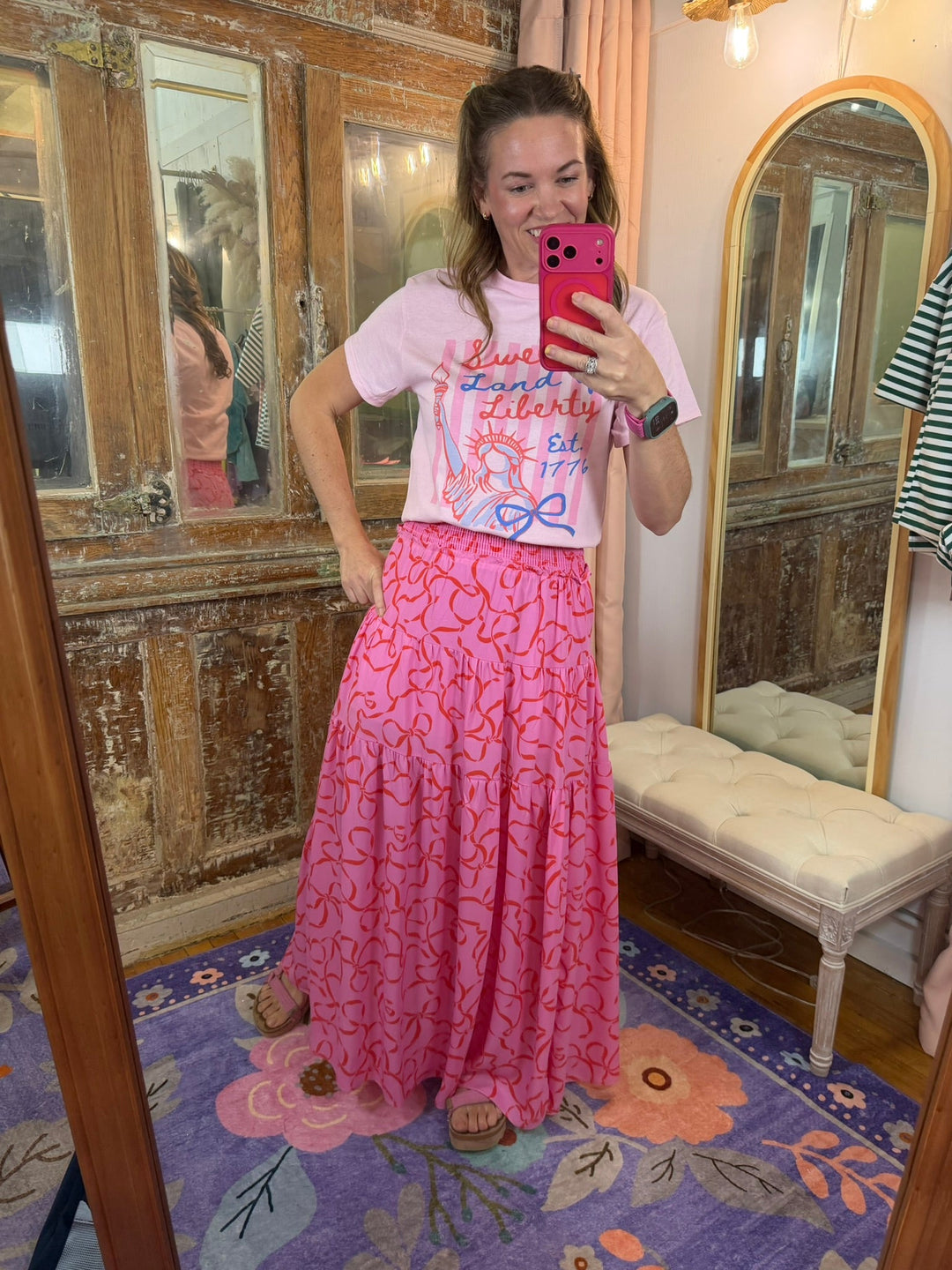 Flirt & Flow Smocked Maxi Skirt