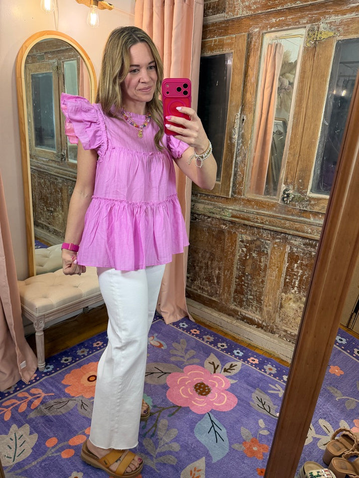 Crepe Tier Orchid Top