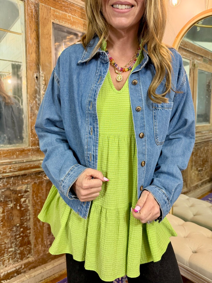 Green Apple Babydoll Top