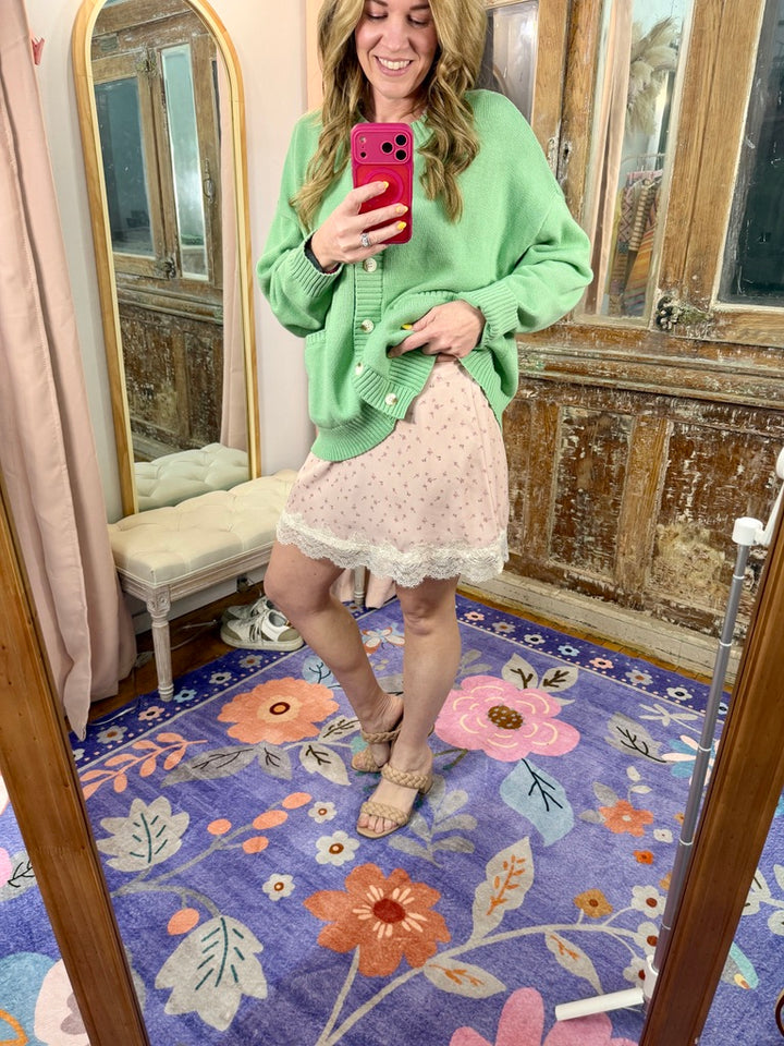 Blushing Petals Lace Trim Skort
