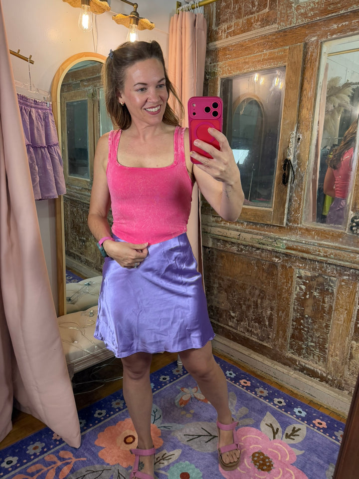 Lavender Luxe Satin Skirt