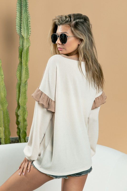 Ruffled Knit Sweatshirt