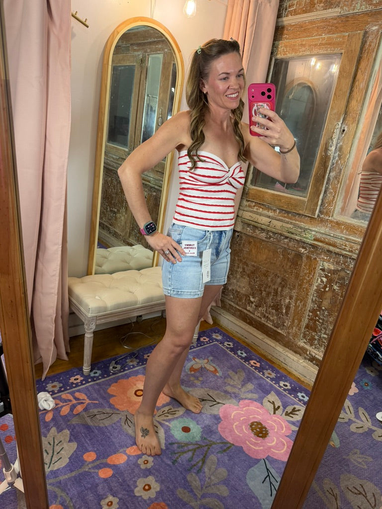 Cherry Twist Textured Tube Top