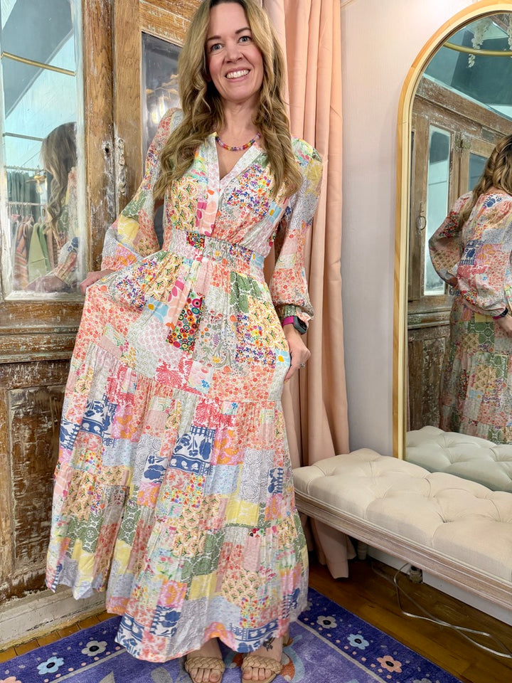Patchwork Petals Maxi Dress