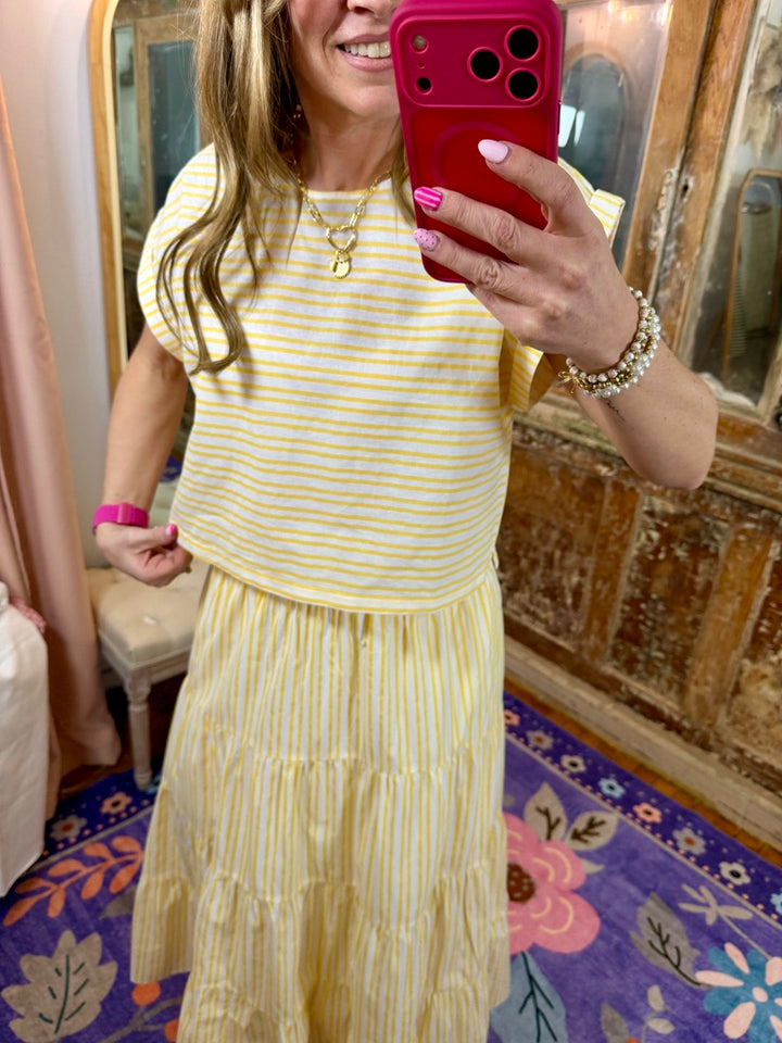 Striped Top and Skirt Set