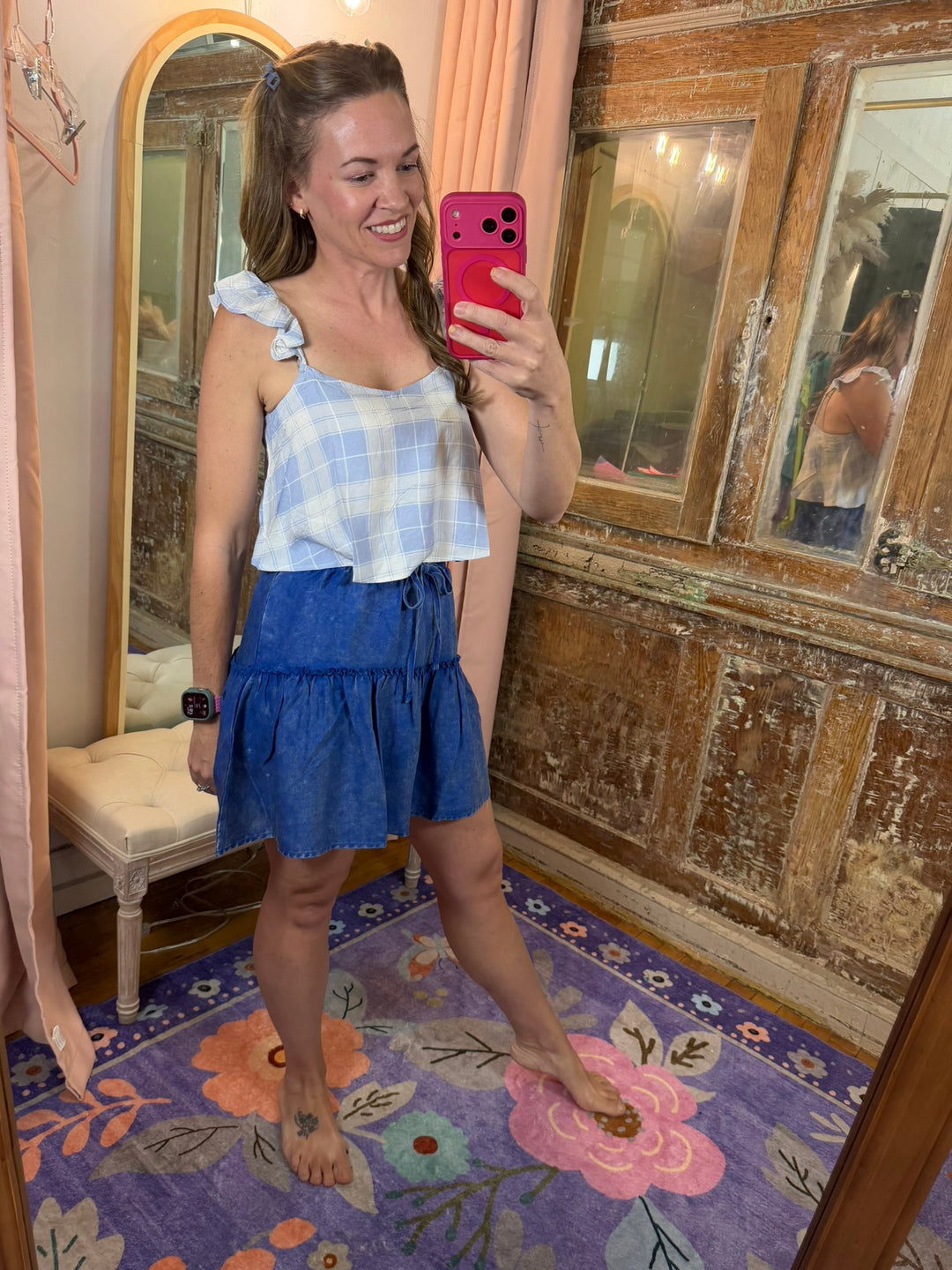 Washed Away Ruffle Skirt - Blue