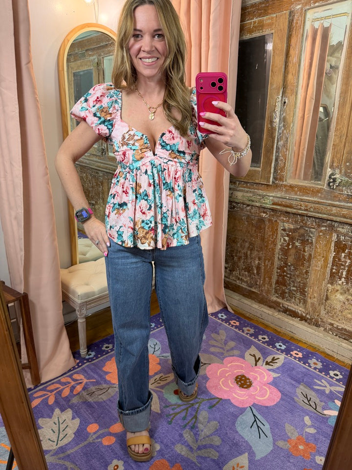 Puff Sleeve Floral Top