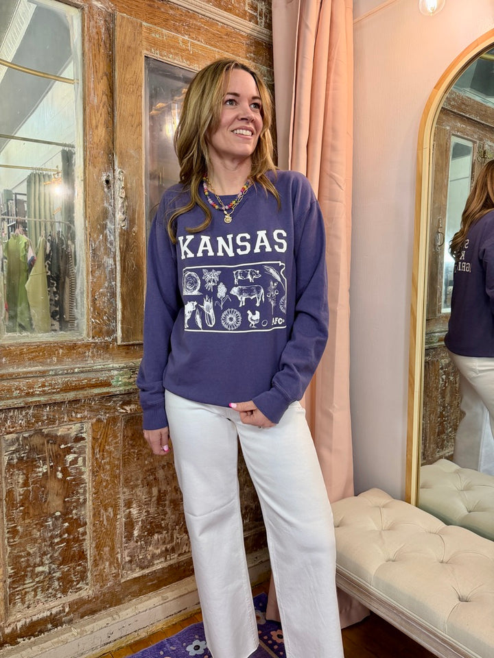Kansas - State Agriculture Purple Crewneck