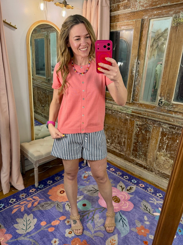 Peachy Keen Button-Up Sweater