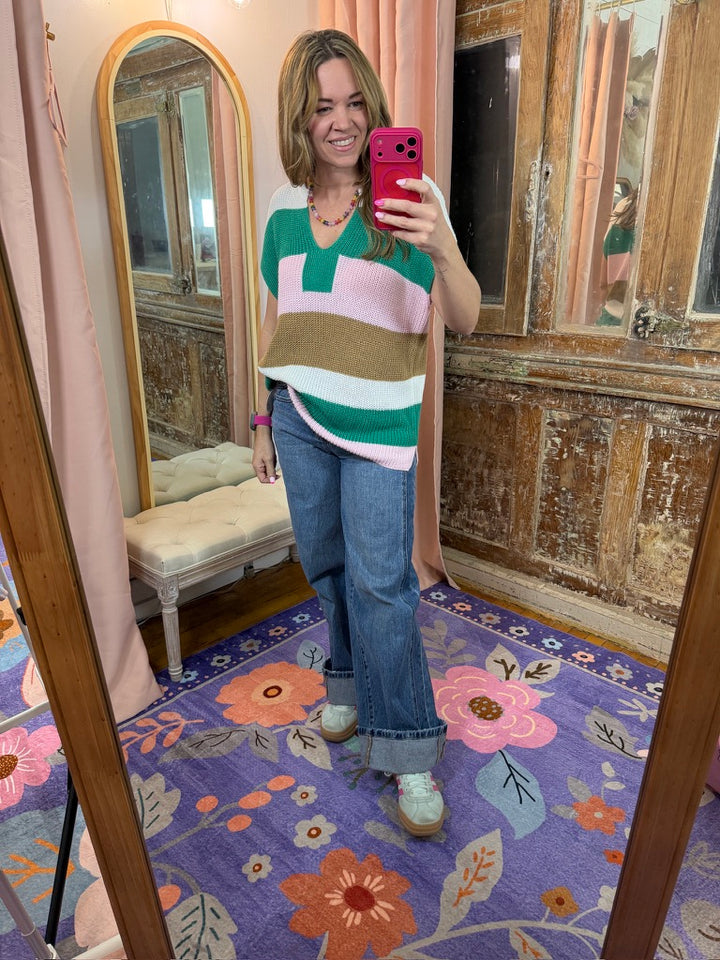 Multi Color V Neck Sweater