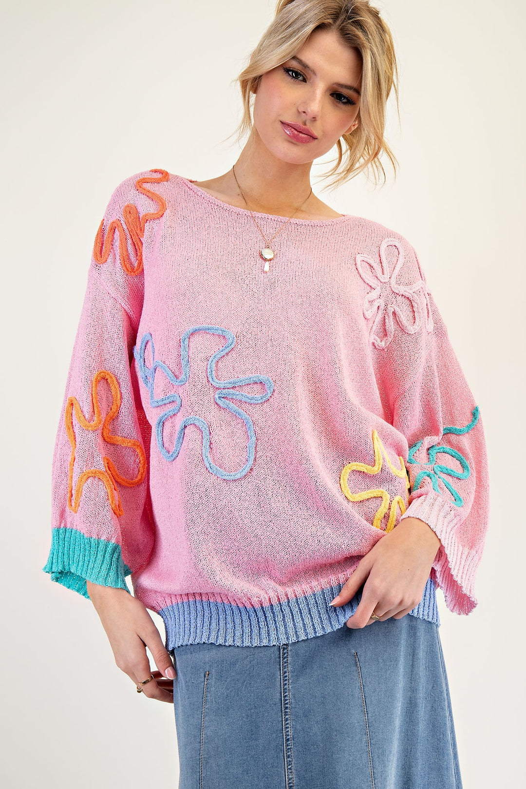 Flower Knit Sweater Tunic