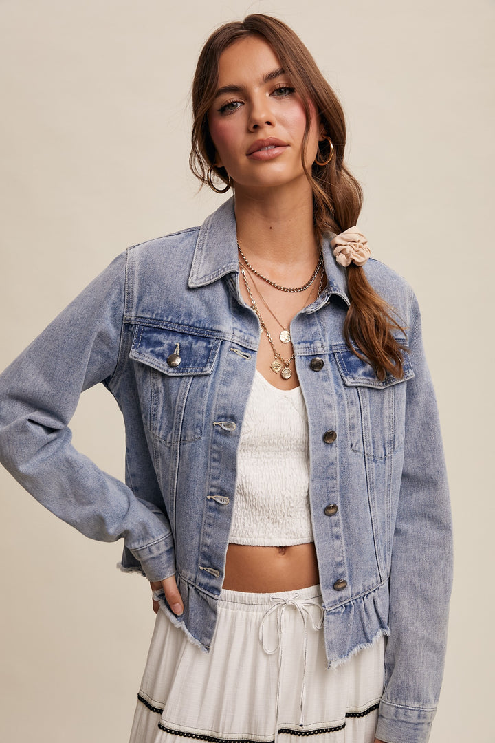 Ruffled Denim Jacket