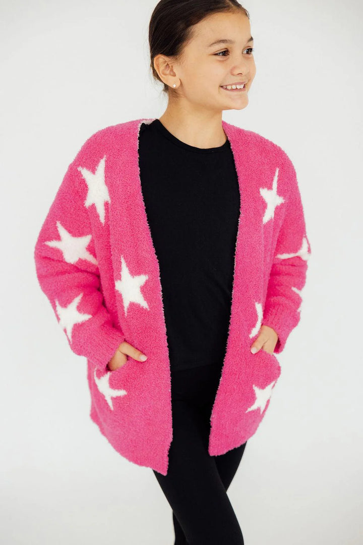 Bright Pink/ Coconut Star Cozy Cardigan