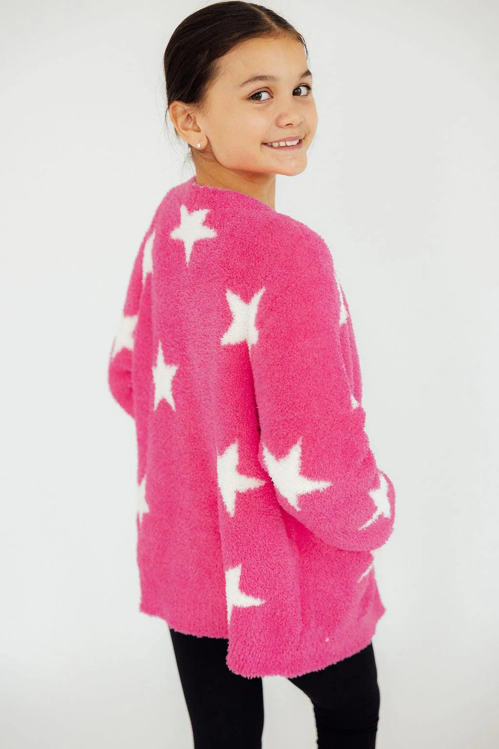 Bright Pink/ Coconut Star Cozy Cardigan