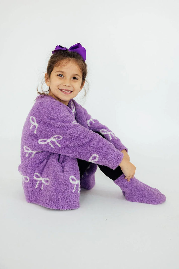 Lilac/Coconut Bow Cozy Cardigan