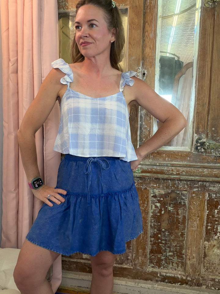 Washed Away Ruffle Skirt - Blue