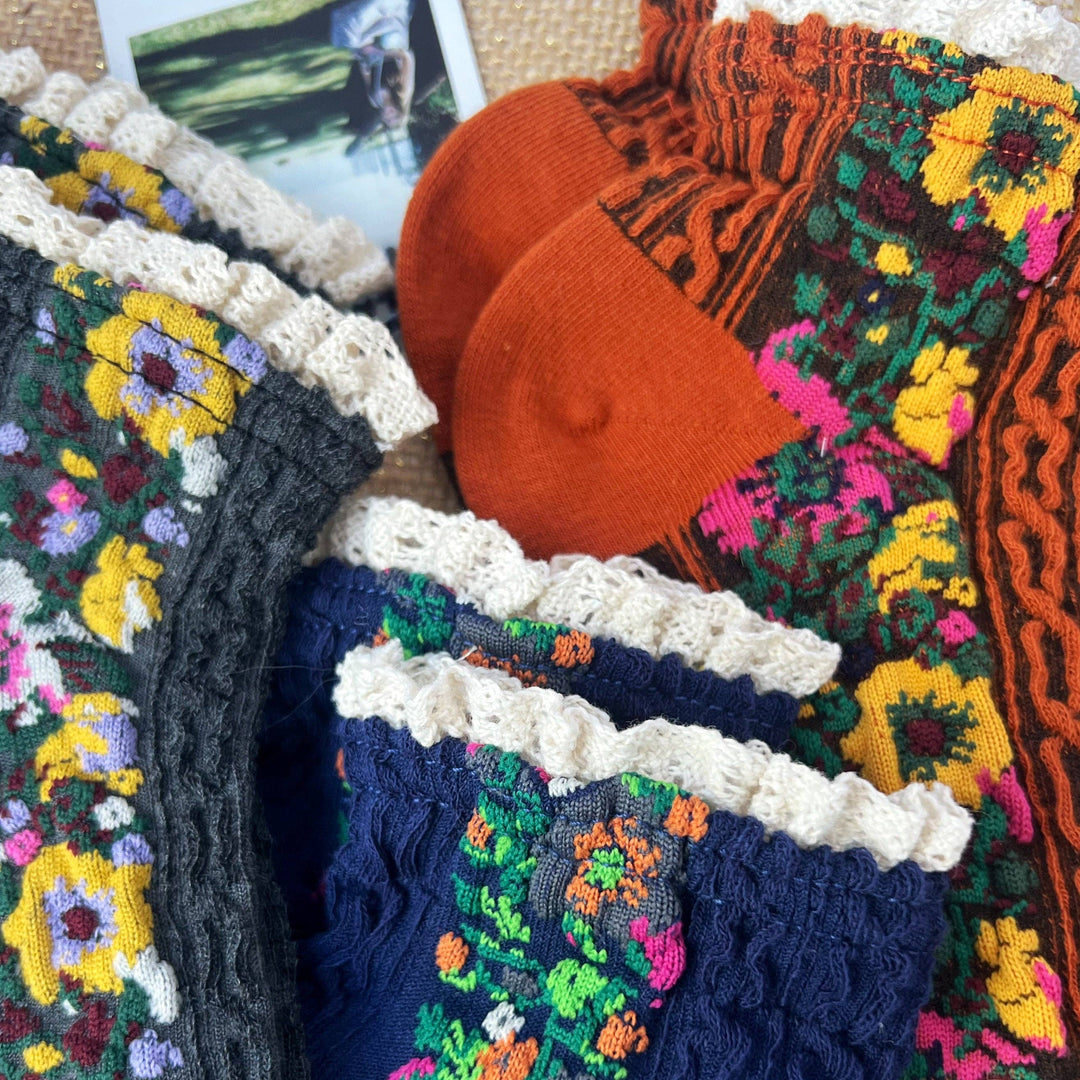 Audrey Vintage Ankle Socks: Navy