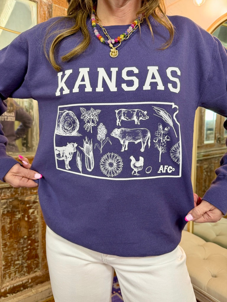 Kansas - State Agriculture Purple Crewneck