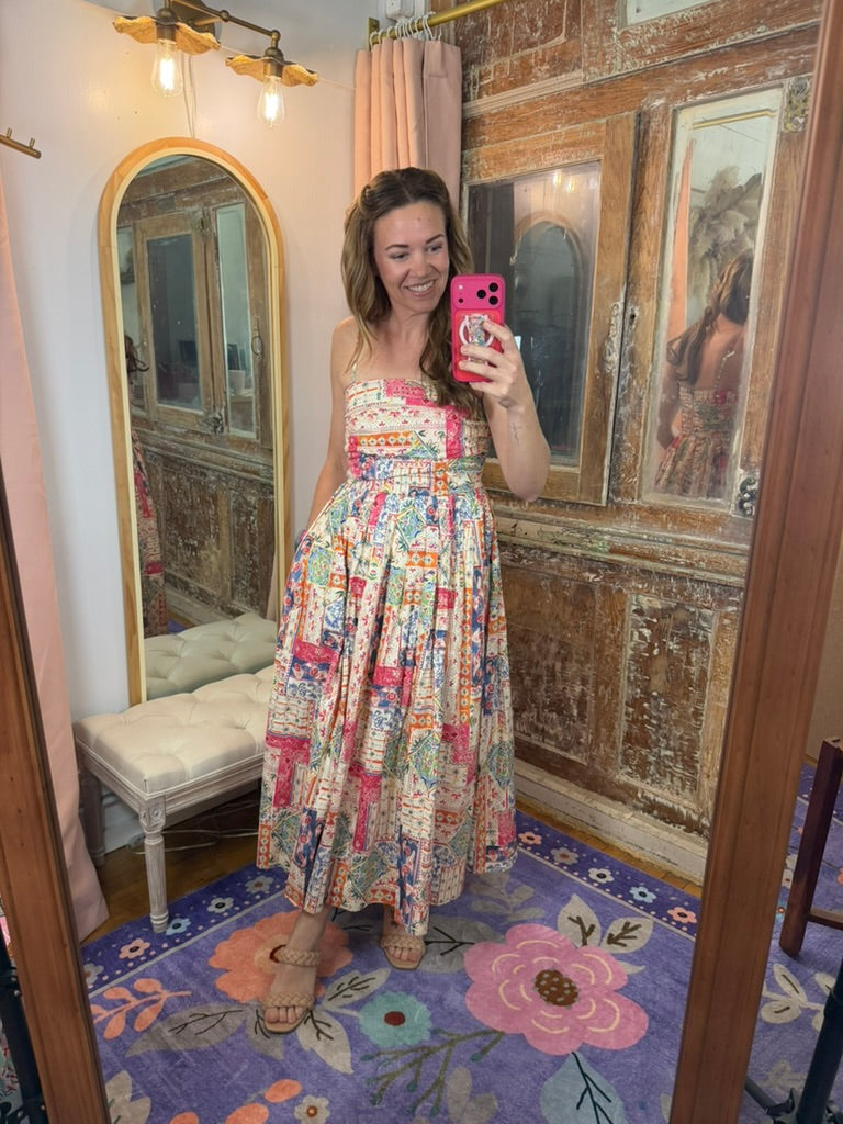 Patchwork Paradise Midi Dress