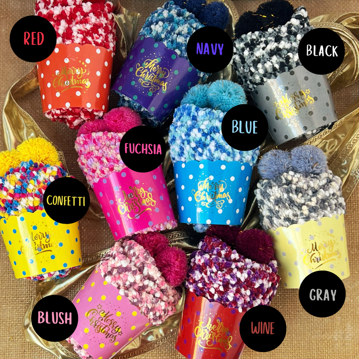 "Merry Christmas" Cozy Cupcake Socks | Confetti (Merry Christmas)