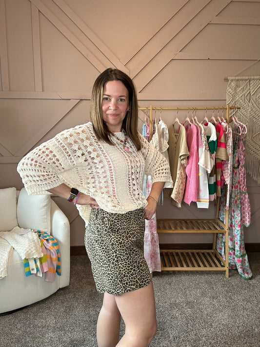 Crochet Knit Half Sleeve Top
